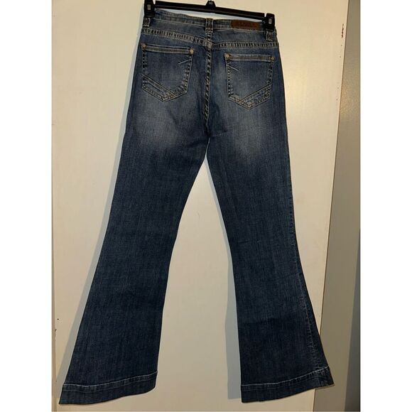 Rock & Roll Cowgirl Jeans Women’s (26 x 32) High Rise Trouser Flare Dark Wash 4 - Picture 2 of 8